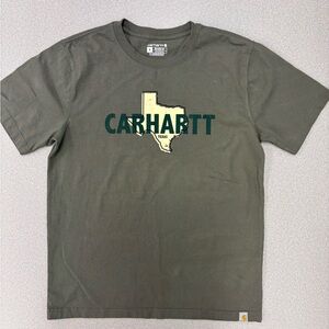 Carhartt Olive Green Tee with Cream Texas Logo Size:Medium